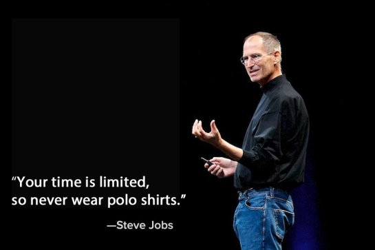 Sony’s chairman Akio Morita told Steve Jobs that after the war, no one had any clothes. So they wore uniforms; polo shirts.