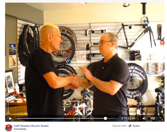 Specialized Bicycles' Founder and CEO Mike Sinyard personally traveled to Cochrane, Canada to delivery an apology to Cafe Roubaix founder Dan Richter.